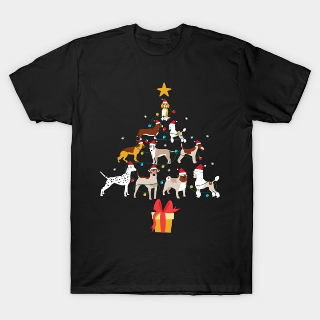 Merry Dogmas Dog Christmas Tree Christmas Tree Made of Dogs Dog Lover Christmas Gift T-Shirt by BadDesignCo